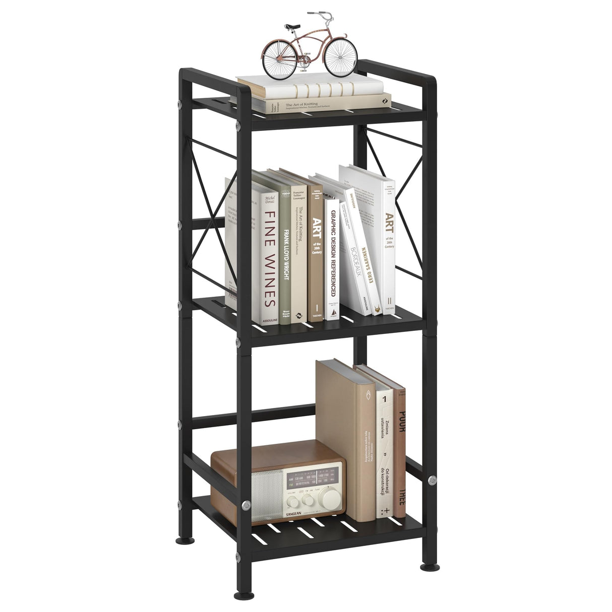 3 Tier Metal Bookshelf Bathroom Storage Standing Shelf Unit Kitchen Storage Organizer