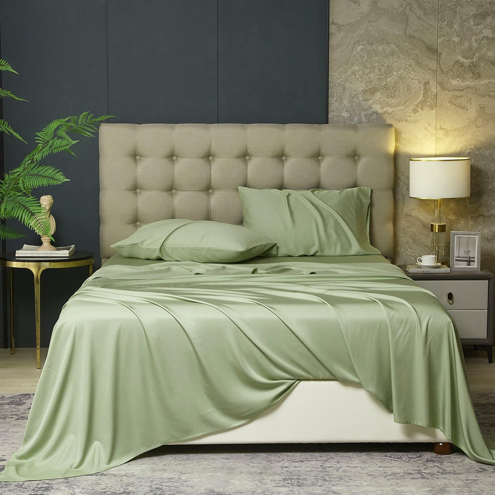 Full Sheets Sets, Rayon Derived from Bamboo, Extra Deep Pocket Sheets Fits 18"-24"