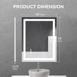 USHOWER 28x36 Inch Modern LED Bathroom Mirror - Smart Backlit Vanity Mirror with Anti-Fog, Dimmable Lights, Wall Mounted, 1/5 Inch Tempered Glass