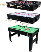 3-in-1 Multi Game Table (Brown) - Combo Game Table Set - Billiards, Air-Hockey