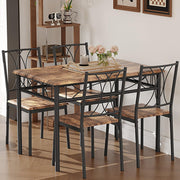 Compact Dining Table Set for 4 - Rustic Brown