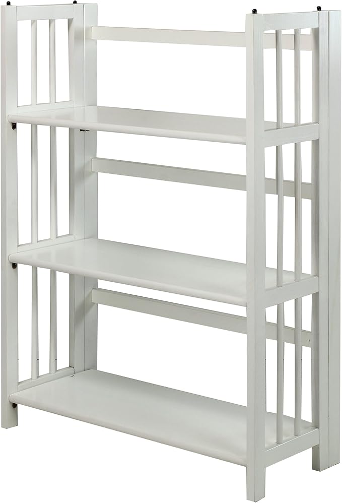 3-Shelf Folding Stackable Bookcase (27.5" Wide)-Natural