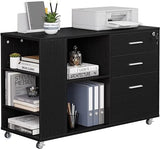 File Cabinet, Mobile Lateral Filing Cabinet with Lock for Home Office