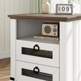 Farmhouse Nightstand 18" inch Side Table with Charging Station Bedside Table