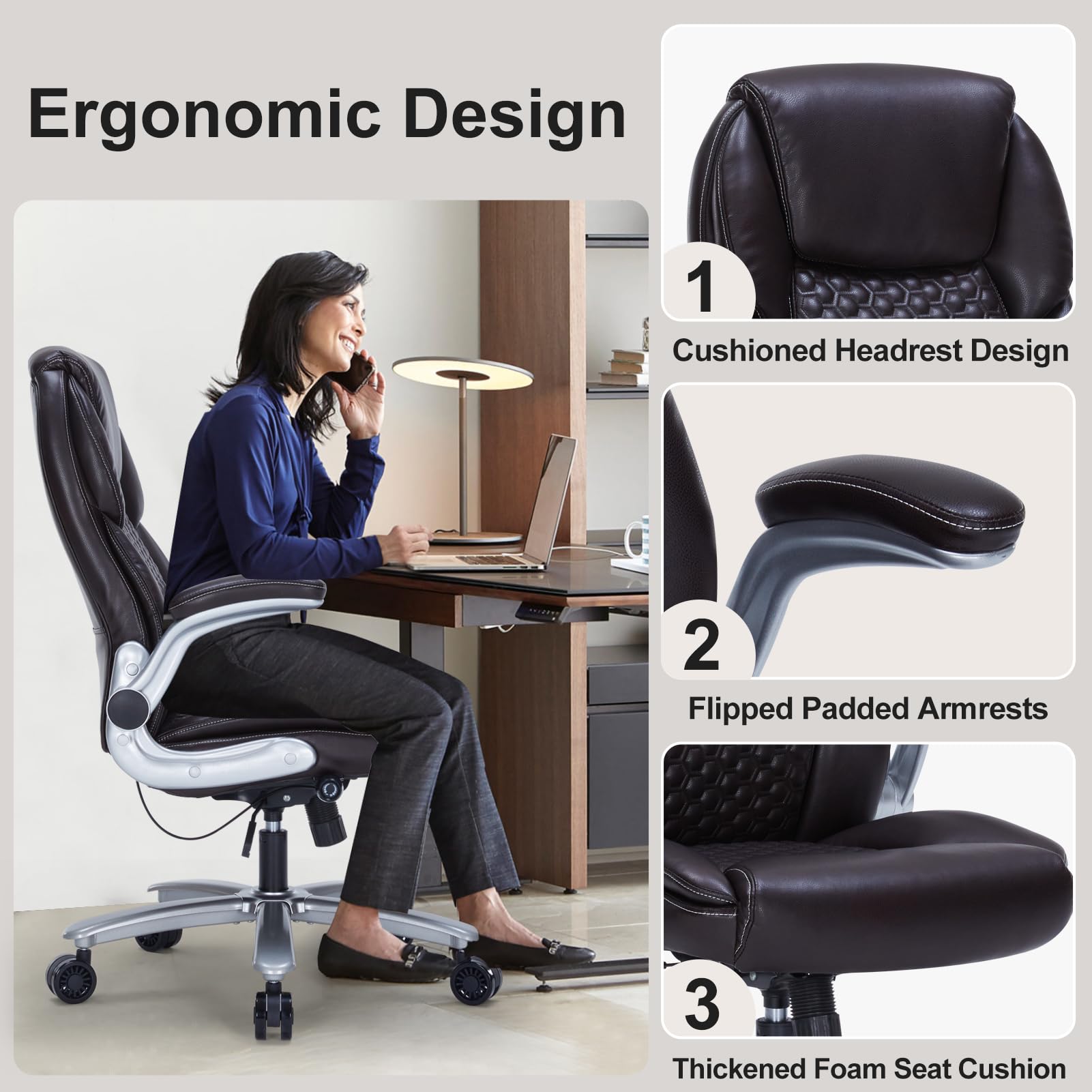 Ergonomic Executive Office Chair with Adjustable Lumbar Support