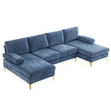 110" Large U-Shape Sectional Sofa Couch with 51" D Double Chaise for Living Room