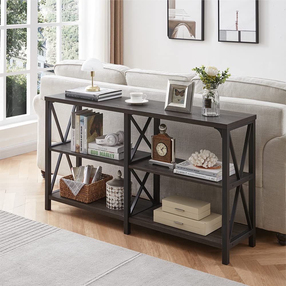 Industrial Console Table, Rustic Wood and Metal Sofa Table, Hallway Entry Table