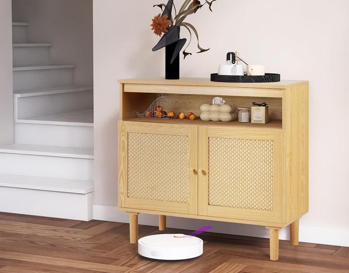 Modern Buffet Cabinet with Storage, Boho Farmhouse Accent Sideboard