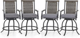 3 Piece Outdoor Bar Furniture Set, Counter-Height Patio Bistro Table & Swivel