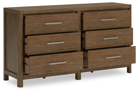 Cabalynn Casual 6 Drawer Dresser with Felt-lined Top Drawer for Bedroom, Light Brown