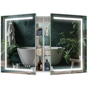 Lighted Medicine Cabinet Front & Backlit Dimmable Colours, Clock & Temp, USB Outlets