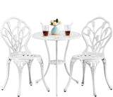 Bistro Sets 3 Piece Cast Aluminum Bistro Table and Chairs Set, Cast Aluminum Bistro Table