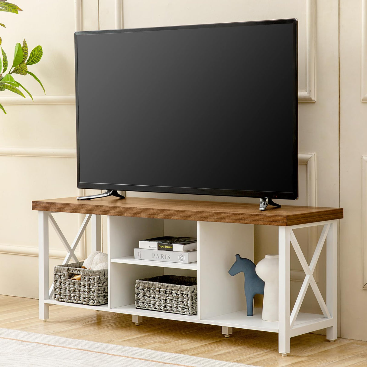 TV Stand for TV up to 55 Inches, TV Cabinet with Open Storage