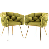 Velvet Dining Chairs, Modern Accent Chair with Golden Mental Legs, Upholstered Hand