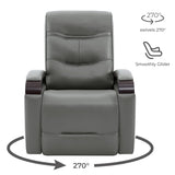 Genuine Leather Power Swivel Glider Rocker Recliner, USB Charge Power