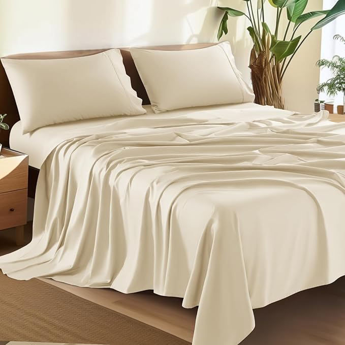 100% Cotton King Size Sheets Set - 1500 Thread Count，Luxury Egyptian Cotton Bed Sheets