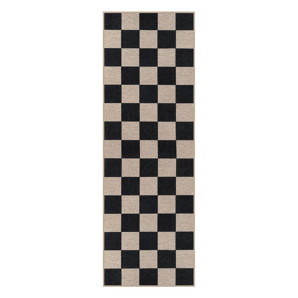 Checkered Easy Jute Runner Rug, 2x6 Hallway Kitchen Runner Rug Non Slip Washable