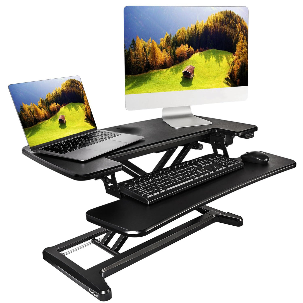 32 in Electric Motorized Standing Desk Converter, Speed Plus Version Height Adjustable Desktop Riser