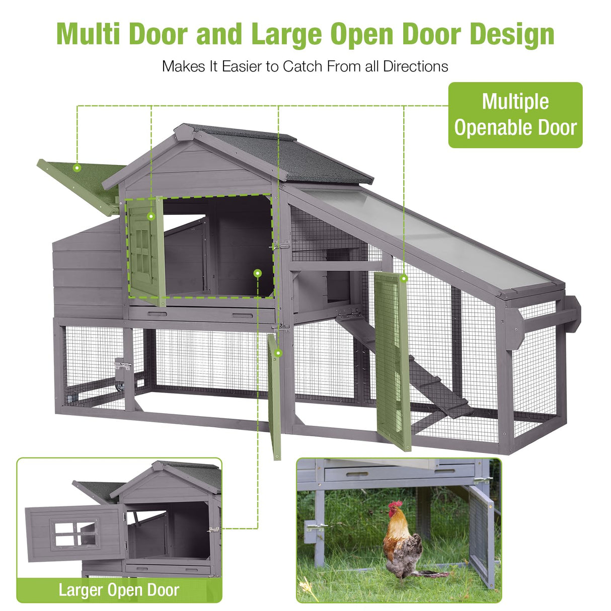 Chicken Coop Mobile Chicken House On Wheel Outdoor Rabbit Hutch for 2-4 Chickens