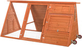 Mobile A-Frame Chicken Coop with Run, 2 Nesting Boxes, Roosting Poles, Wheels