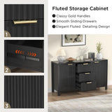 Storage Cabinet Fluted Sideboard Buffet Cabinet with 2 Doors and 3 Drawers