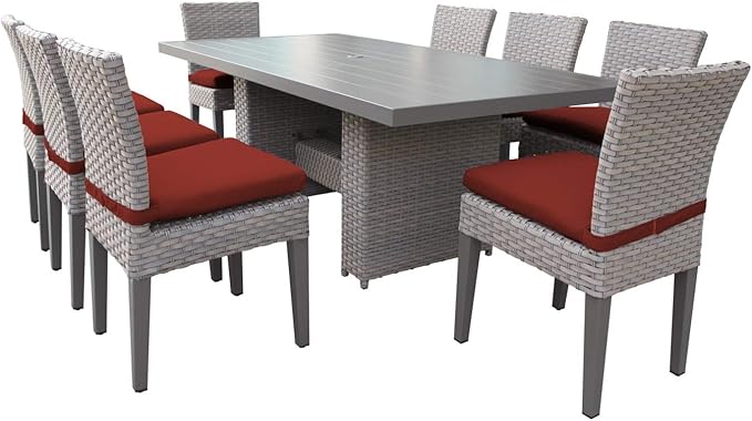 Florence 9-Piece Outdoor Dining Set with Cushions, White