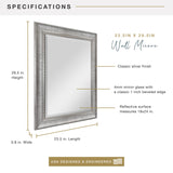 18x24 Inch Sloped Mirror, 23.5x29.5 Inch Overall Size, Silver (20563)