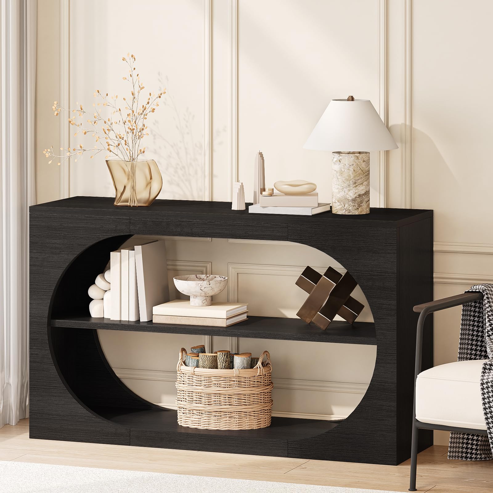 55-Inch 3-Tier Console Table with Storage