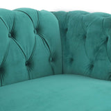 Chesterfield Classic Sofa, Modern Velvet 3 Seater Sofa, Upholstered Tufted Back Settee