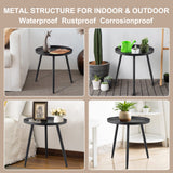 AOJEZOR End Table,Accent Table Ideal for Any Room-Side Table Living Room,Side Tables Bedroom,Side Table Waterproof Metal Structure Great for Indoor & Outdoor,Matte Black