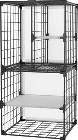 Wire Grid Storage Shelves, Stackable 6 Cube Storage Shelf, Closet Organizer, Metal Shelving Unit, Bookcase Bookshelf, Black
