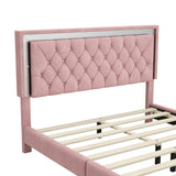 3-Pieces Bedroom Sets, Queen Size Upholstered Platform Bed with LED Lights and 2