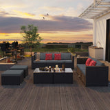 Aiho Outdoor Patio Furniture Sets All Weather Wicker Rattan Patio Conversation Set with Glass Table (Grey)