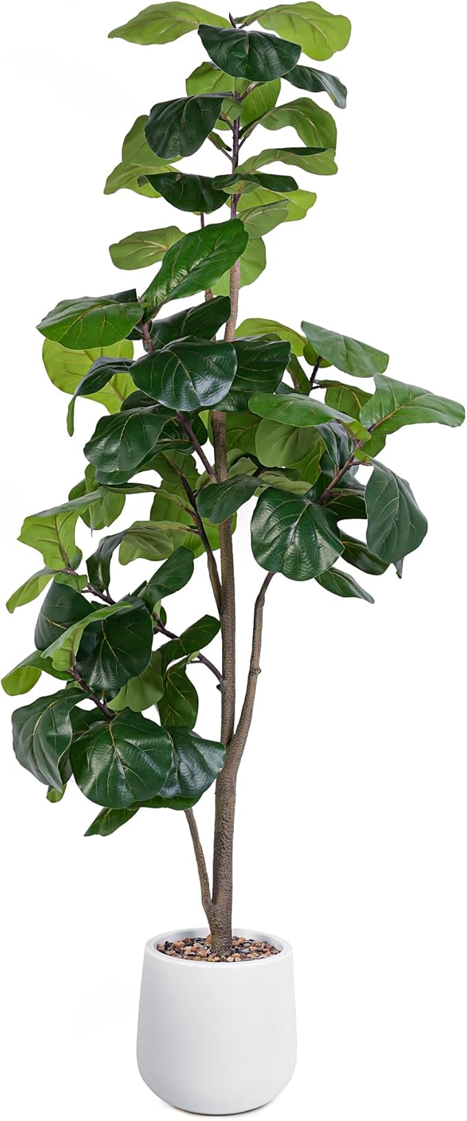 Artificial Fiddle Leaf Tree, 6ft Faux Plant Fake Ficus Lyrata Silk Trees with White Plante