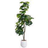 Artificial Fiddle Leaf Tree, 6ft Faux Plant Fake Ficus Lyrata Silk Trees with White Plante