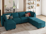 L Shaped Sofa with Storage Seat Fabric Modular Sectional Couch Reversible Chaise