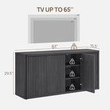 65-Inch TV Stand with Storage - Modern Fluted Entertainment Center