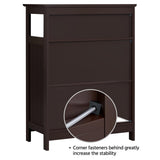 Bathroom Floor Storage Cabinet, Wooden Free Standing Storage Organizer with 2 Doors & Adjustable Shelf for Living Room,