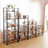 Rustic Bookshelf, 3 Tier Real Wood Bookshelf, Metal Book Shelf for Storage, Black Bookcase, 12.6" D x 23.62" W x 36.61" H