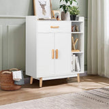 Floor Storage Cabinet Free Standing Cupboard with 1 Drawer, 2 Doors