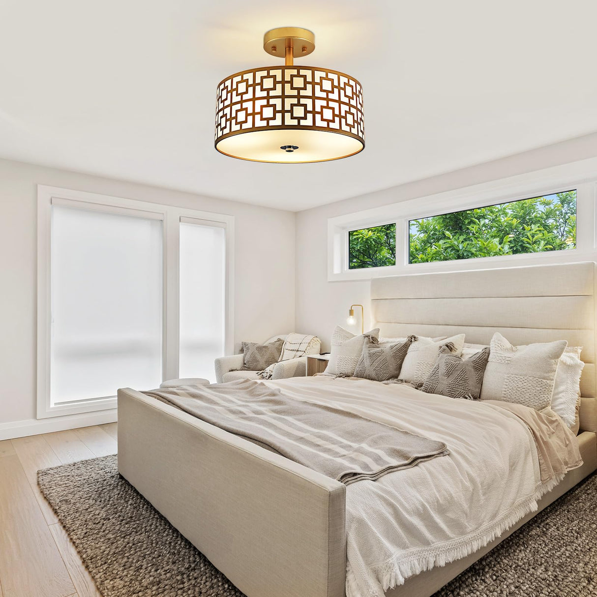 Mount Ceiling Light: Modern Semi-Flush Chandelier Lamp Brushed