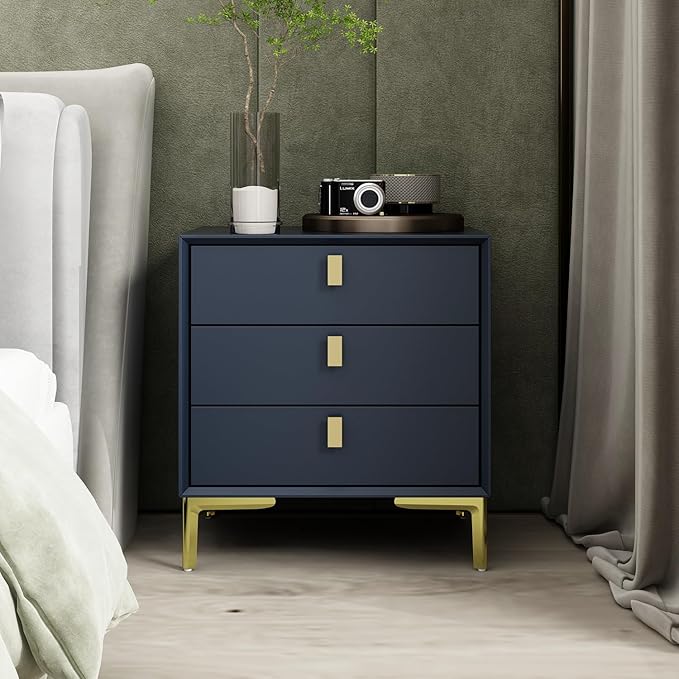 3-Drawer Nightstand Set of 2, Modern Night Stand Bedside Table with Storage, Versatile End Side