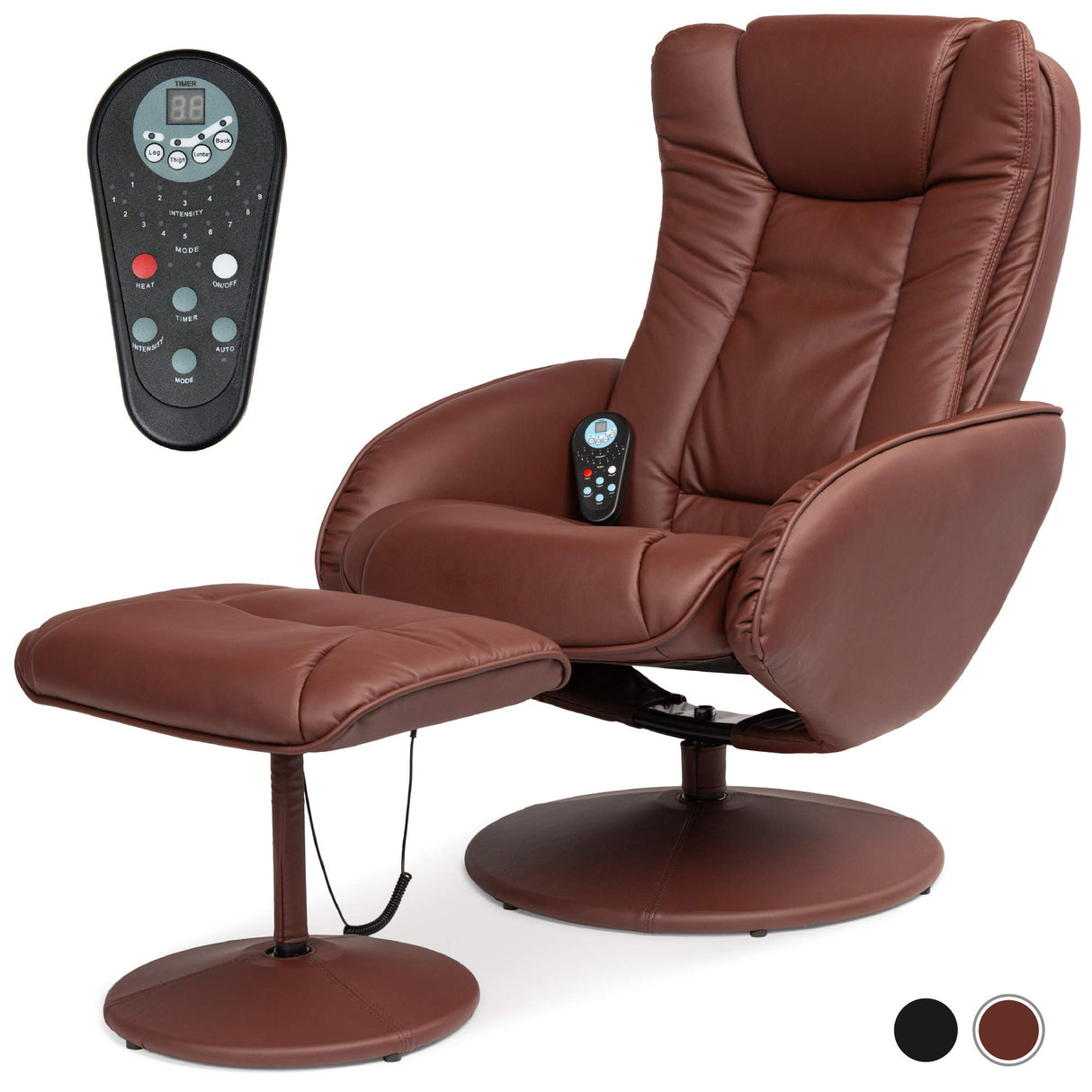 Faux Leather Electric Massage Recliner w/Stool Footrest Ottoman