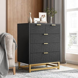 White 6 Drawer Dresser for Bedroom, Chest of Drawers with Metal Base, Modern Dresser