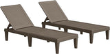 Patio Chaise Lounge Chair Set of 2 Outdoor PE Waterproof Adjustable