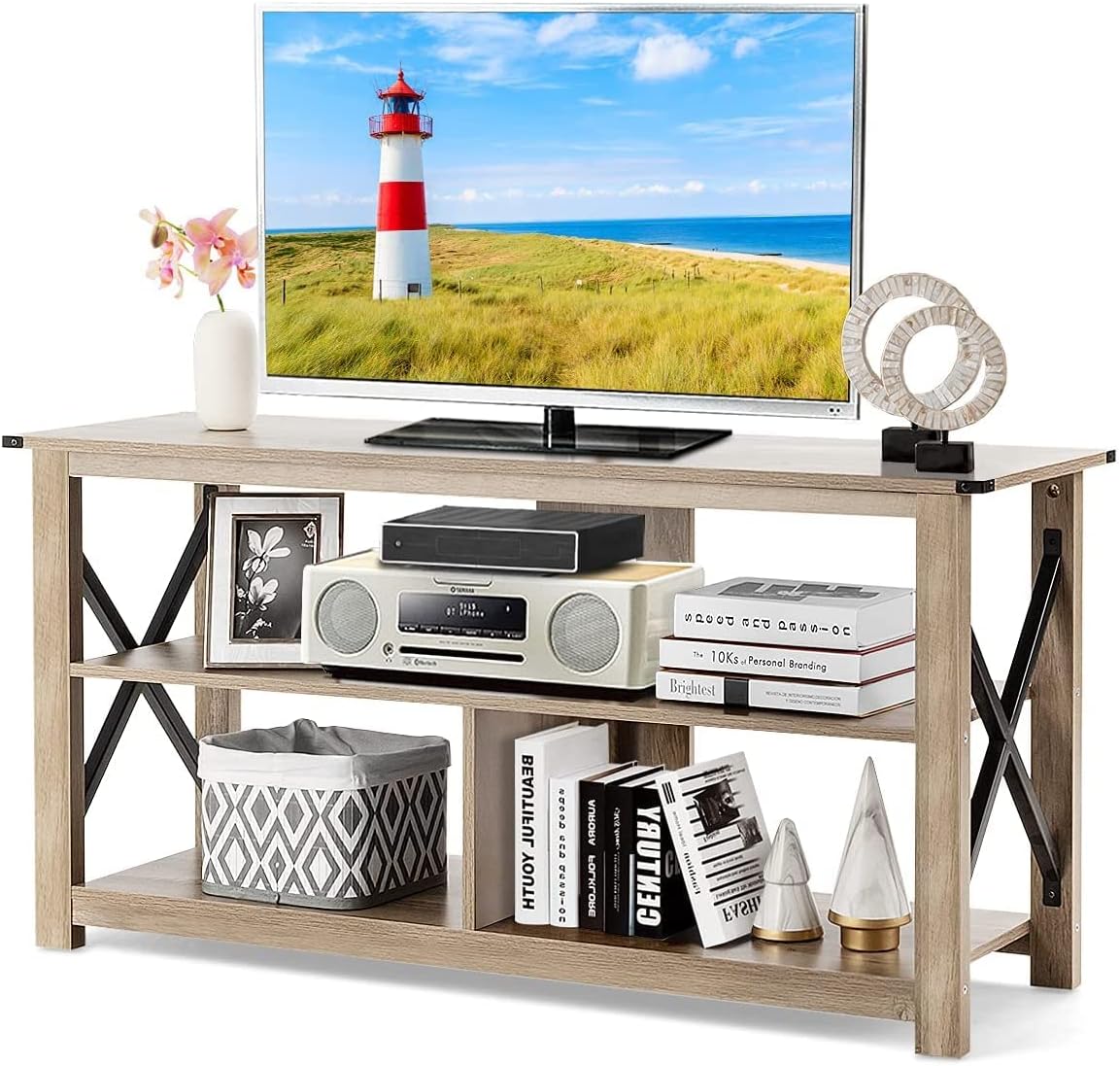 TV Television Stands, Large, Grey