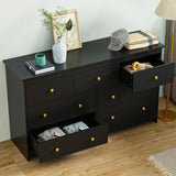 Black Dresser for Bedroom, 7 Drawer Dresser with Wide Drawer and Metal Handles