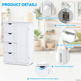 Bathroom Floor Cabinet, Freestanding Storage Cabinet with 4 Drawers & Single Door,