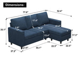 Convertible Sectional Sofa, L Shaped Modern Couch, Small Couch with Reversible Chaise