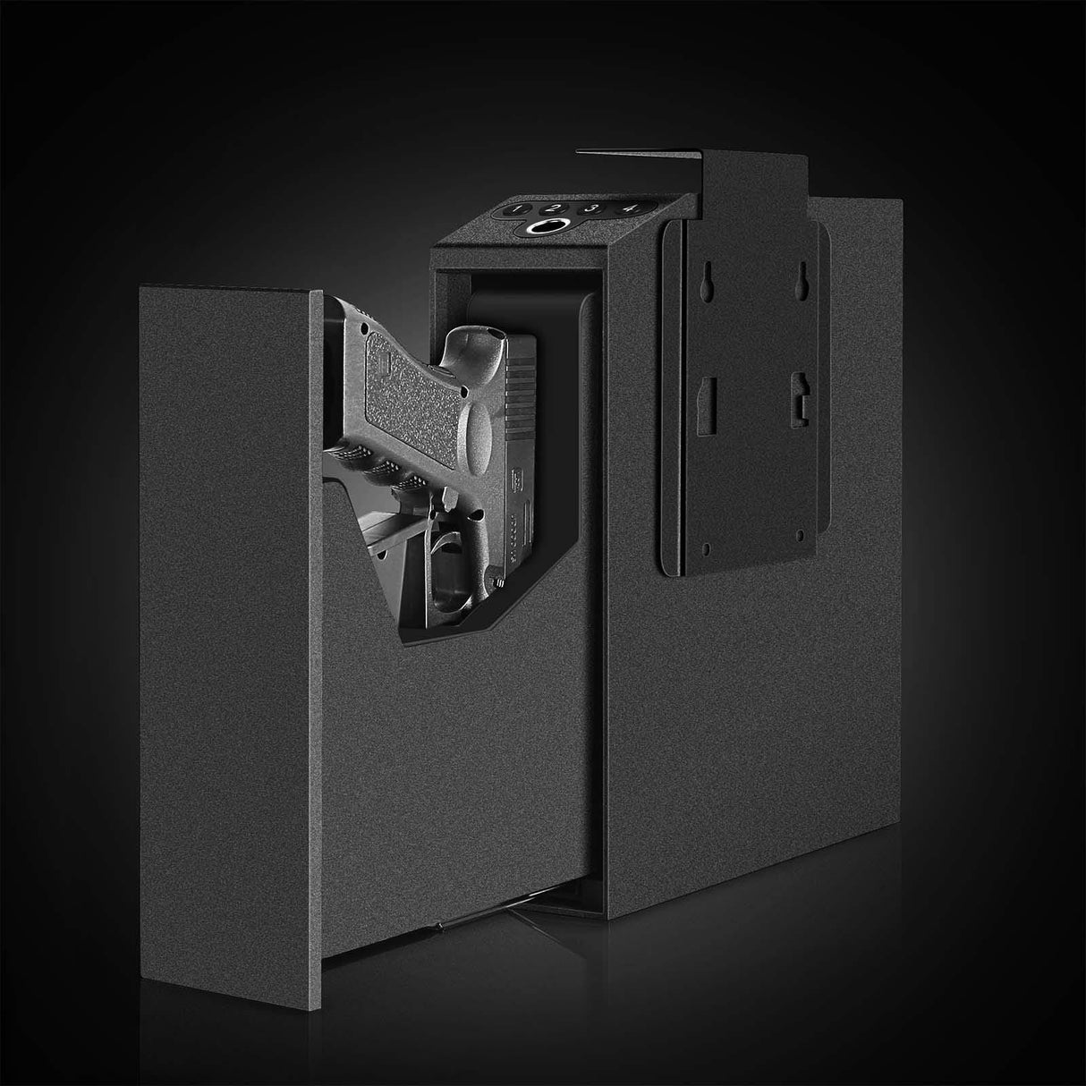 Biometric Slider Handgun Gun Safe for Nightstand, Desk, Bed Side,Truck - Auto Sliding Door Hand Gun Safe